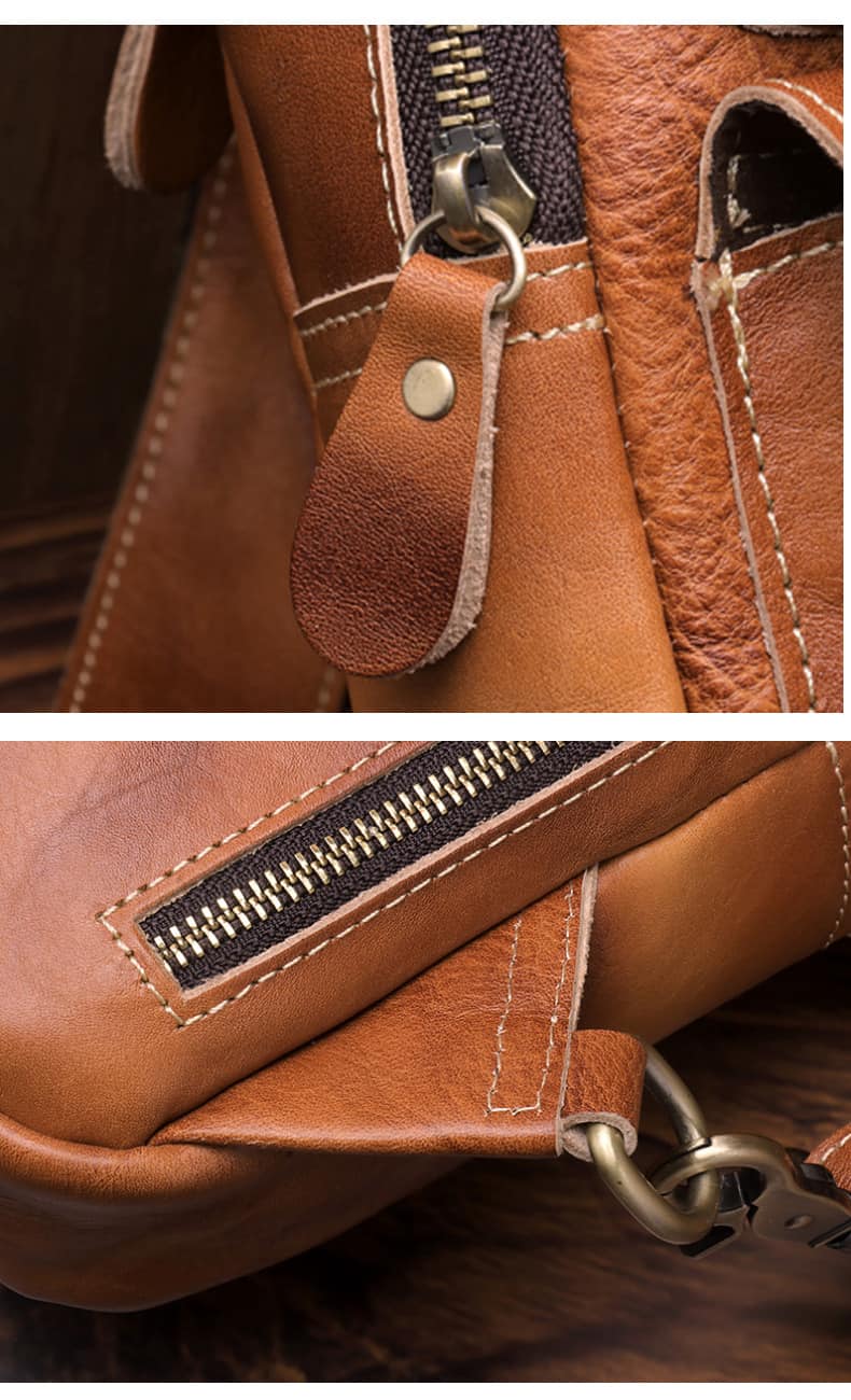 Túi đeo chéo trước ngực da bò Veg-tan Gento 168