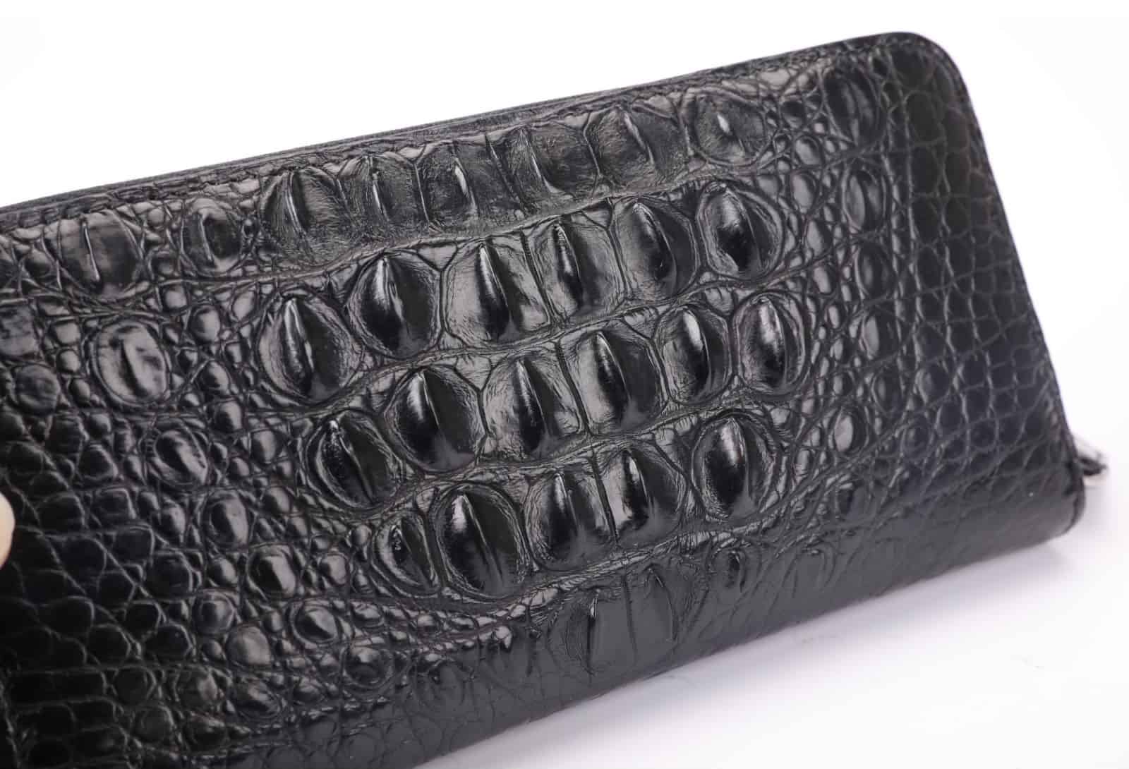 Ví cầm tay da cá sấu hàng hiệu cao cấp GS982 Đen