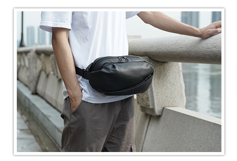 Túi bao tử da thật đeo chéo Gento T631