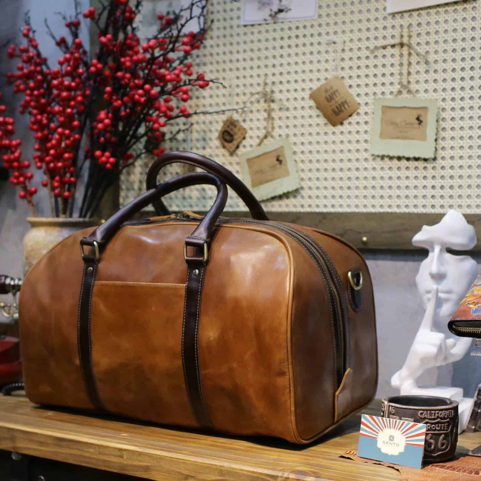 Túi da du lịch da bò cao cấp D755 - GENTO Leather