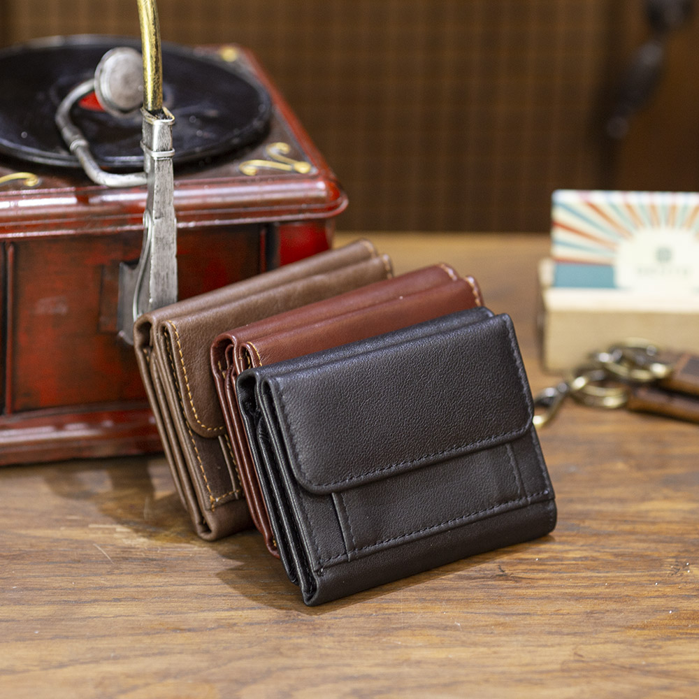 Ví da bò nam gấp 3 Gento V7029 - GENTO Leather