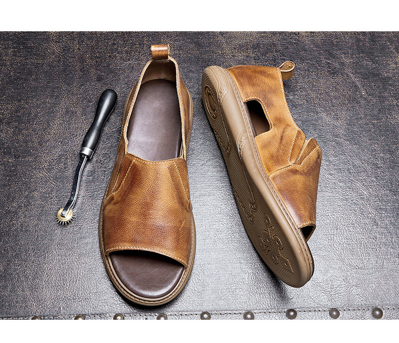 Dép Sandal nam da bò S3060 - GENTO Leather