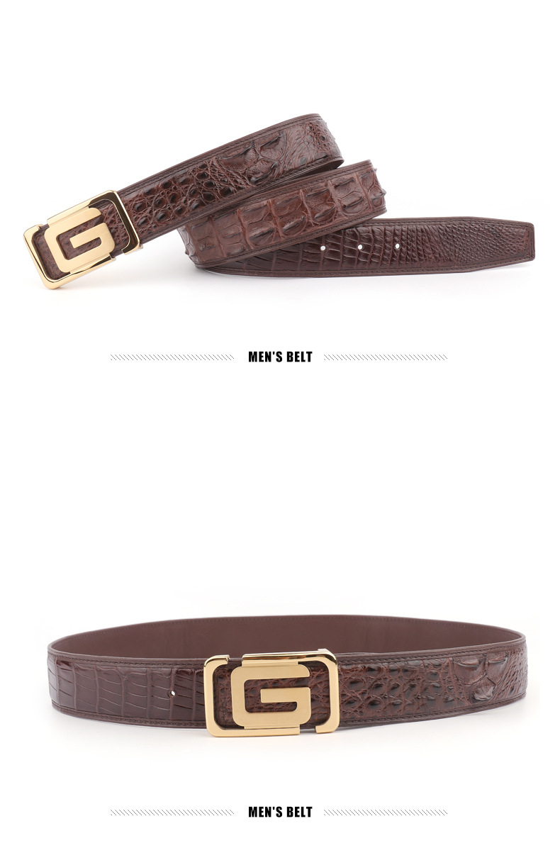 Dây lưng nam da cá sấu mặt chữ G Gento D4044 - GENTO Leather