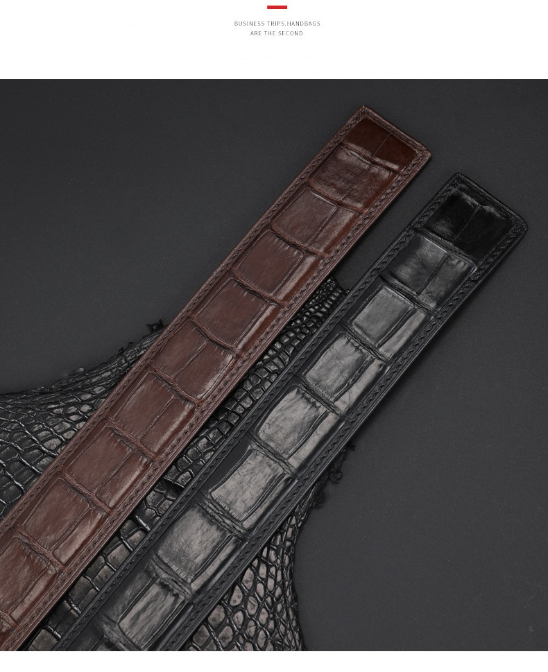 Dây lưng nam da cá sấu mặt chữ G Gento D4044 - GENTO Leather