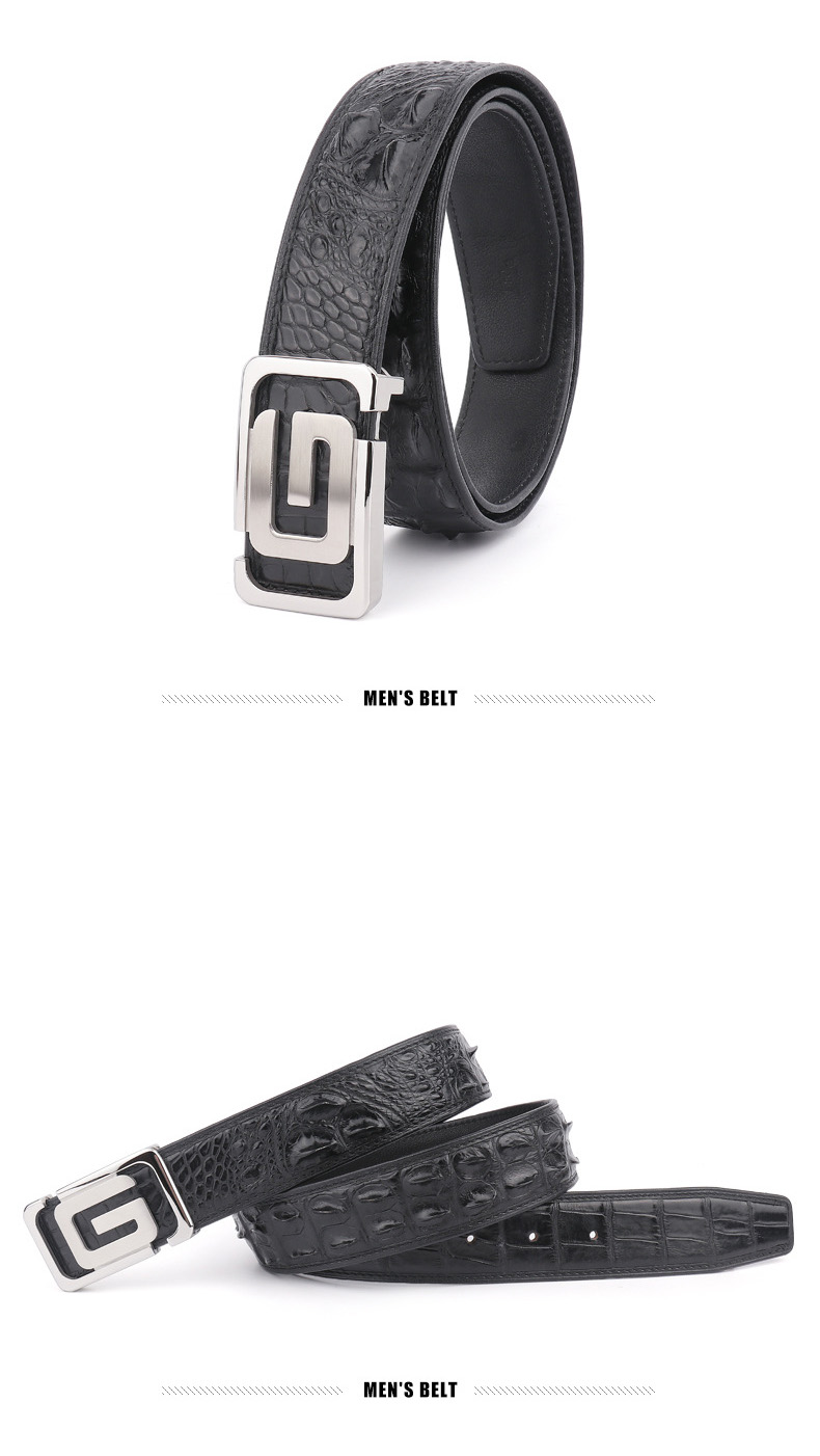 Dây lưng nam da cá sấu mặt chữ G Gento D4044 - GENTO Leather