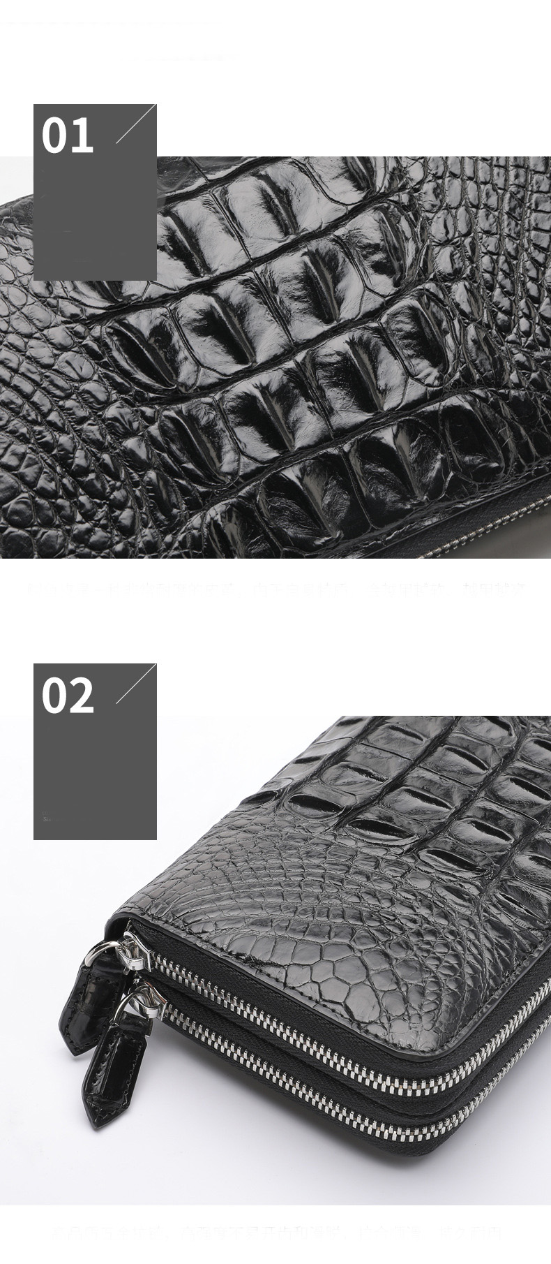 Ví cầm tay nam da cá sấu 2 ngăn GS984 - GENTO Leather