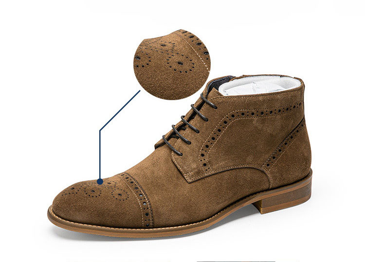 Giay Chelsea Boot da nubuck hoạ tiết thủ công Gento GD911