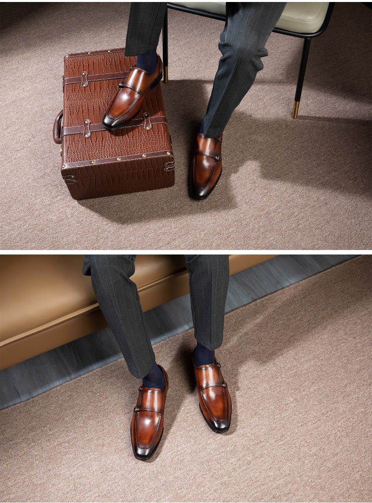 Giày da monk strap hàng hiệu handmade Gento GD925