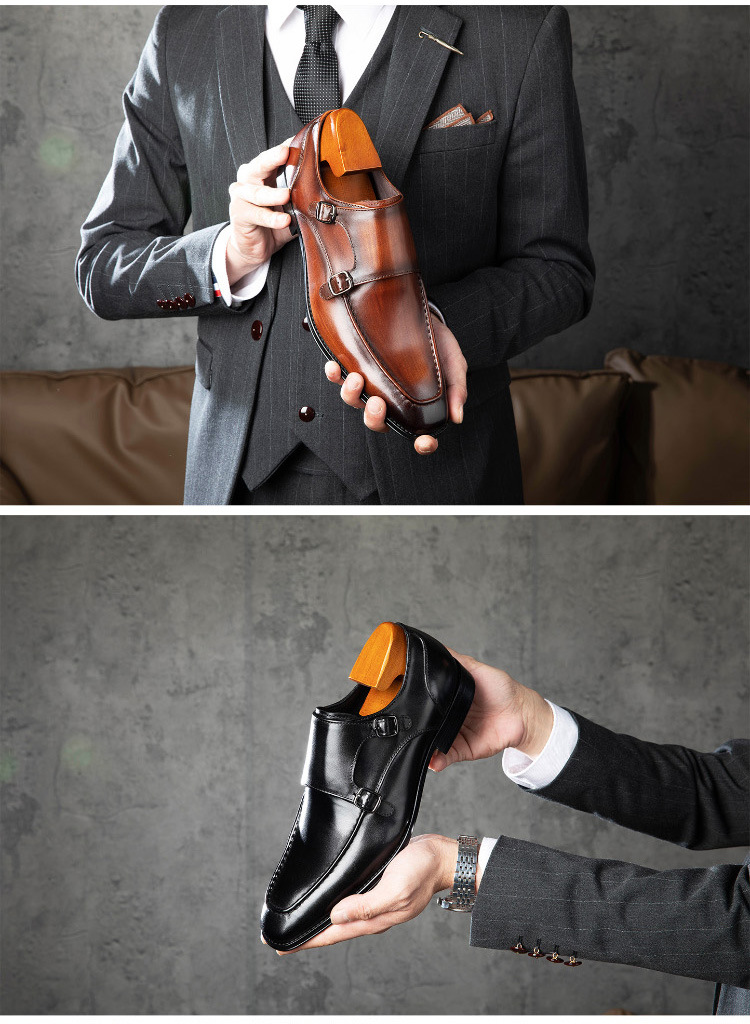 Giày da monk strap hàng hiệu handmade Gento GD925