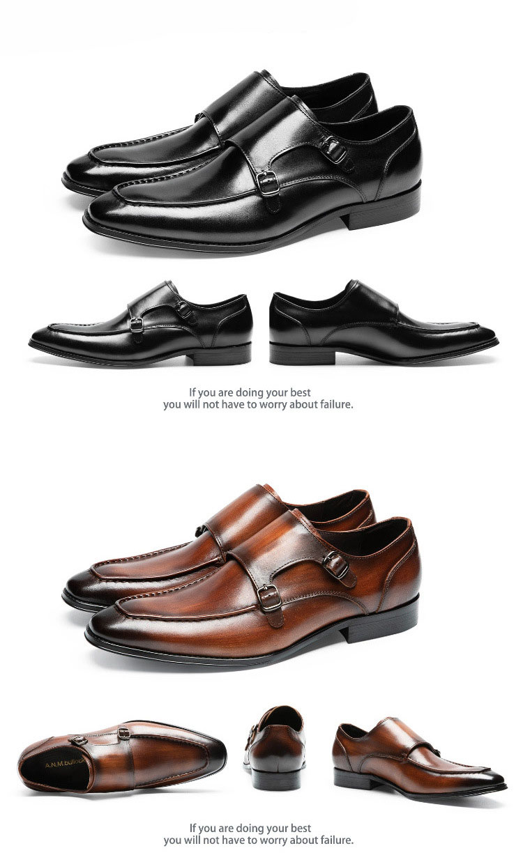 Giày da monk strap hàng hiệu handmade Gento GD925