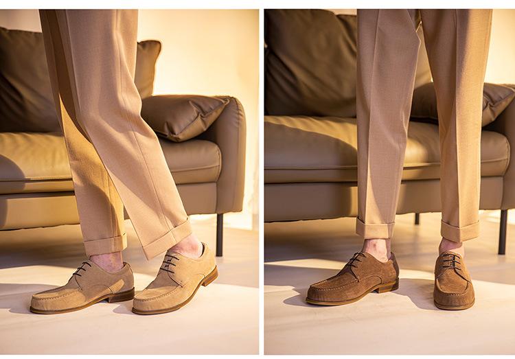 Giày derby nam da nubuck cao cấp Gento GD912