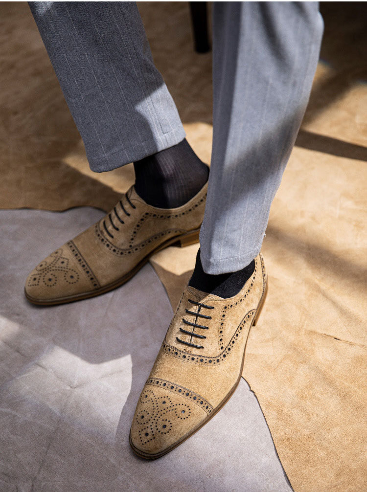 Giày oxford da lộn cao cấp Gento GD905