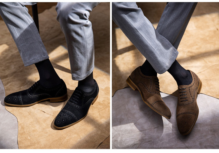 Giày oxford da lộn cao cấp Gento GD905