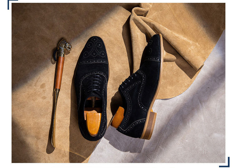 Giày oxford da lộn cao cấp Gento GD905