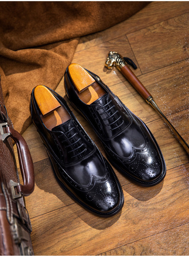 Giày tây nam hoạ tiết thủ công Gento GD908