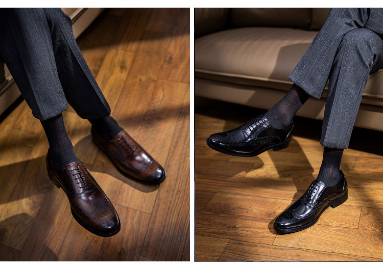 Giày tây nam hoạ tiết thủ công Gento GD908