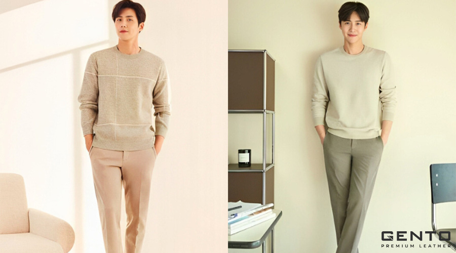 Mix and match áo len cổ tròn nam tính