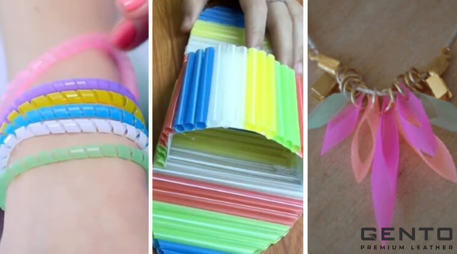 Trang phục từ ống hút tái chế Trang phục từ ống hút tái chế
