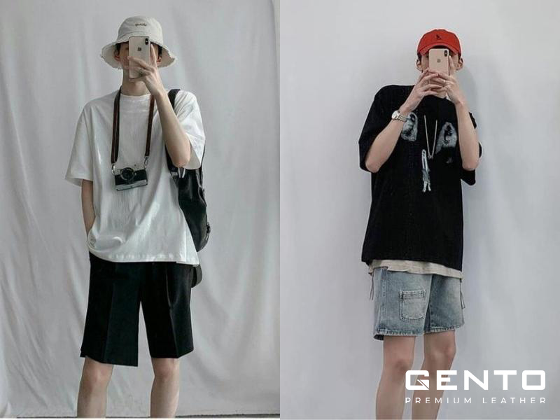 Phối đồ với áo thun basic và quần short Phối đồ với áo thun basic và quần short