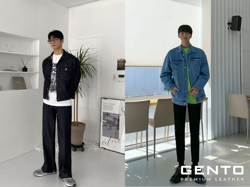 Phối áo khoác jean và áo thun Phối áo khoác jean và áo thun