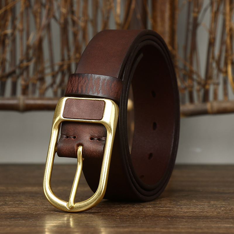 Thắt lưng nam da bò khoá đồng nguyên khối D4051 Thắt lưng nam da bò khoá đồng nguyên khối D4051