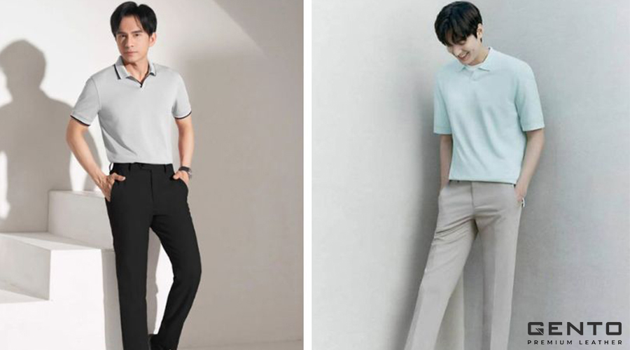 Áo polo nam phối cùng quần kaki Áo polo nam phối cùng quần kaki