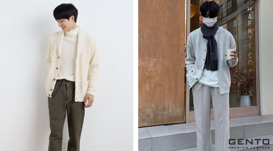 Phối quần tối màu cùng áo cardigan Phối quần tối màu cùng áo cardigan