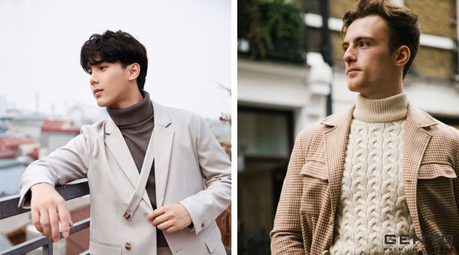 Phối đồ basic áo len cổ lọ, blazer cùng quần vải Phối đồ basic áo len cổ lọ, blazer cùng quần vải