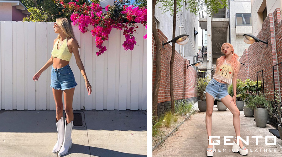 Phối áo cổ yếm và chân váy ngắn Phối áo cổ yếm và chân váy ngắn