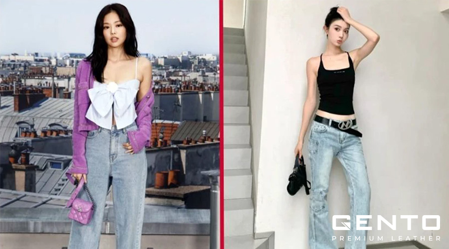 Kết hợp áo hai dây và quần jeans ống loe Kết hợp áo hai dây và quần jeans ống loe