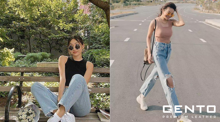 Áo ba lỗ kết hợp quần jeans Áo ba lỗ kết hợp quần jeans