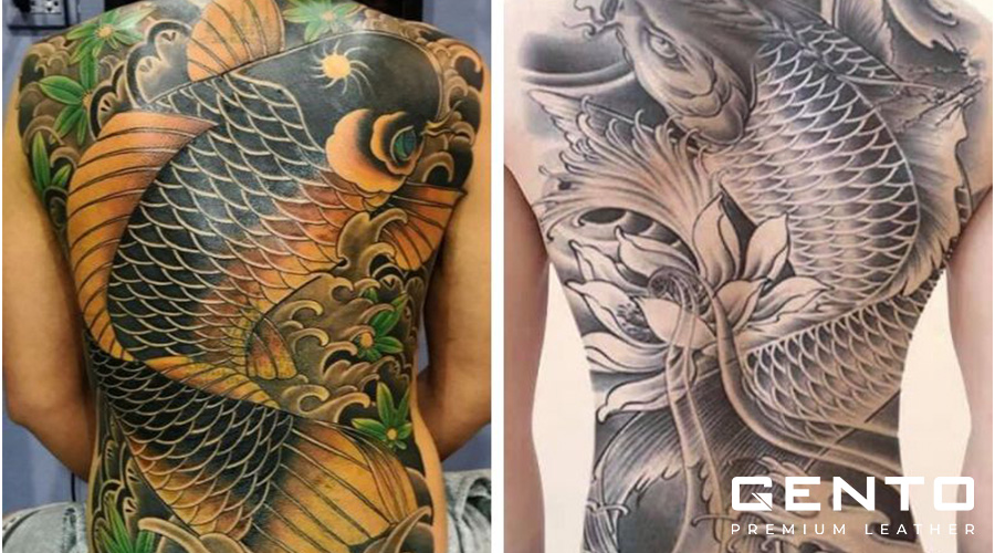 Mẫu xăm cá chép full lưng Mẫu xăm cá chép full lưng