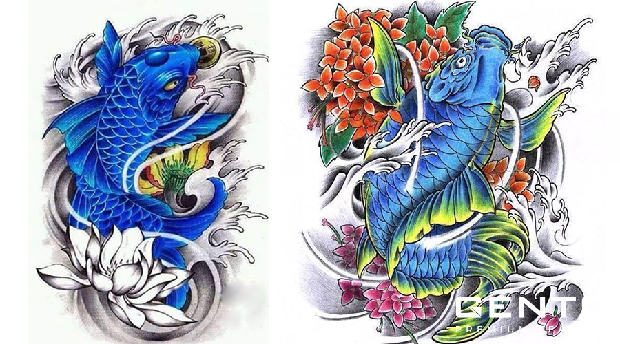 Mẫu hình xăm cá chép xanh Mẫu hình xăm cá chép xanh