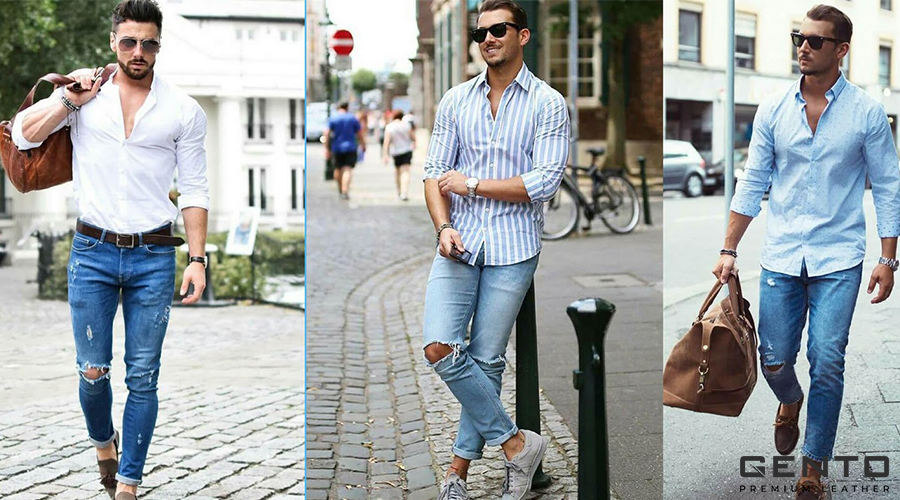 Áo Sơ Mi và Quần Jean Dài Áo Sơ Mi và Quần Jean Dài