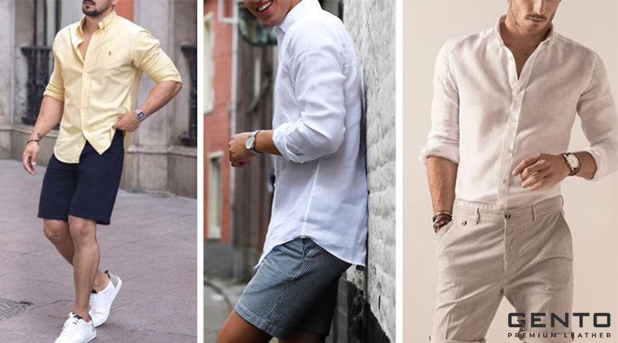 Áo Sơ Mi Trơn Màu và Quần Short Áo Sơ Mi Trơn Màu và Quần Short