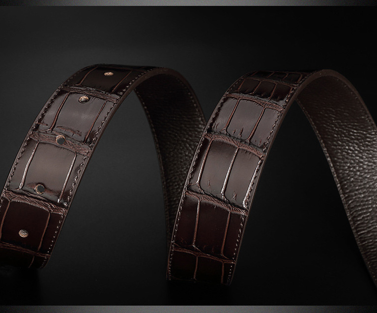 Dây lưng da bò vân cá sấu D4052 - GENTO Leather