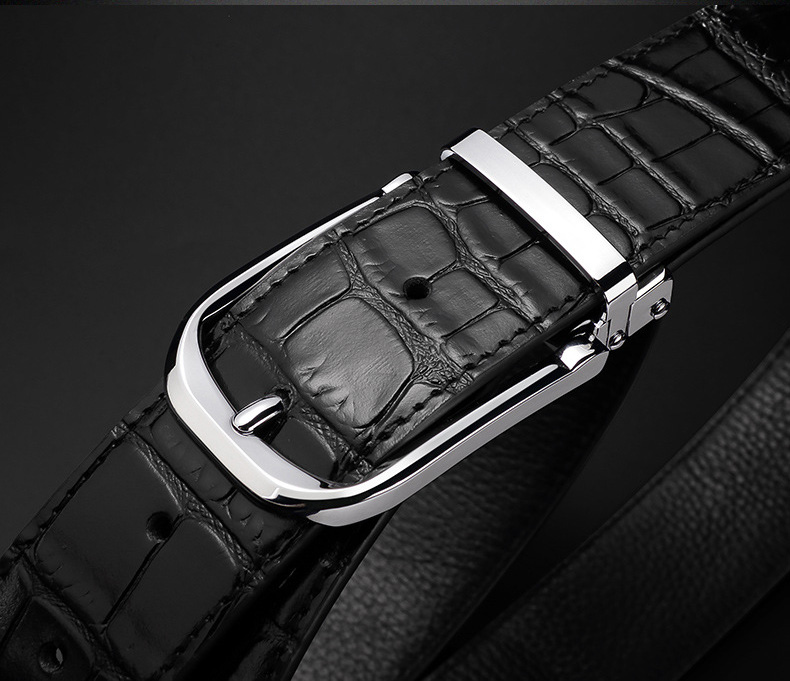 Dây lưng da bò vân cá sấu D4052 - GENTO Leather