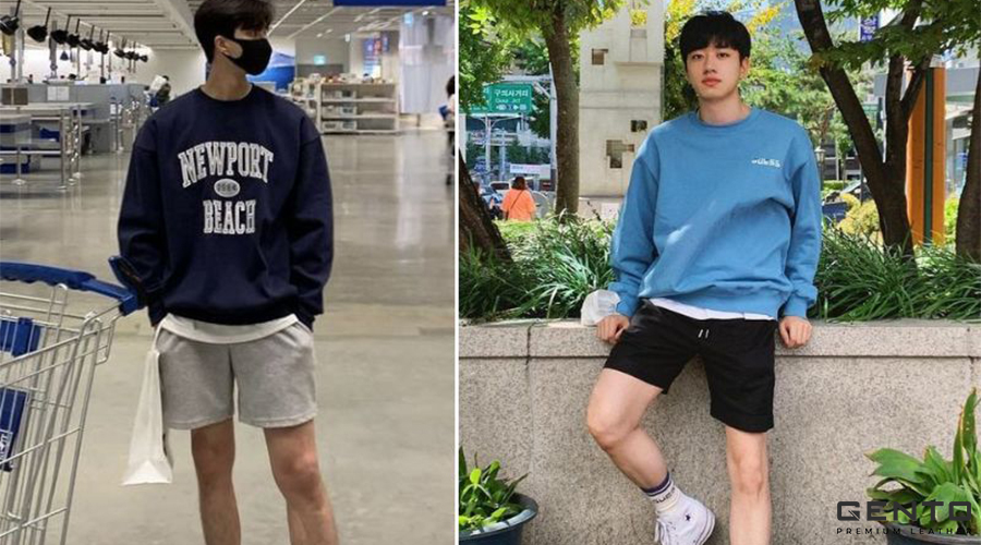 Phối sweater nam với quần short kaki Phối sweater nam với quần short kaki