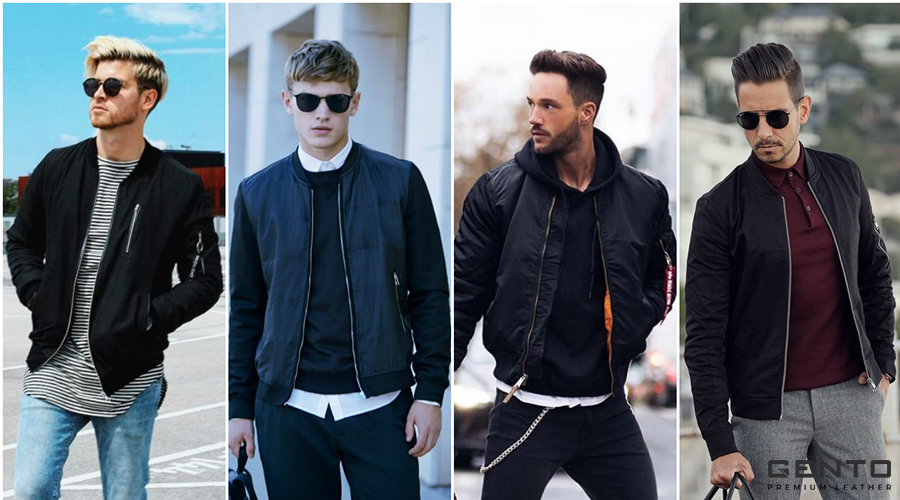 Phối sweater nam với áo khoác bomber Phối sweater nam với áo khoác bomber