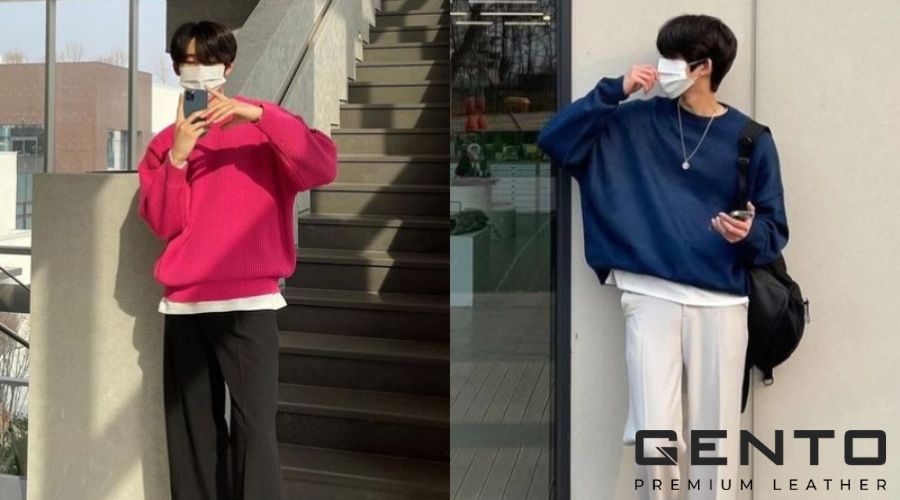 Áo len oversized và quần kaki cho mùa đông Áo len oversized và quần kaki cho mùa đông