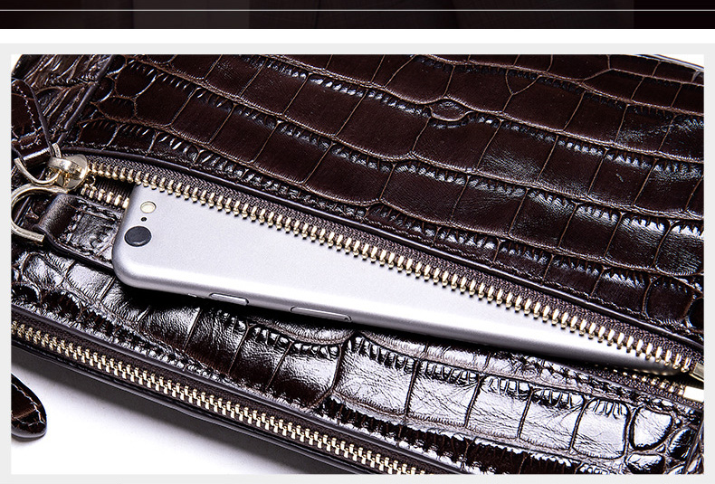 Ví cầm tay nam da bò dập vân cá sấu V7065 - GENTO Leather