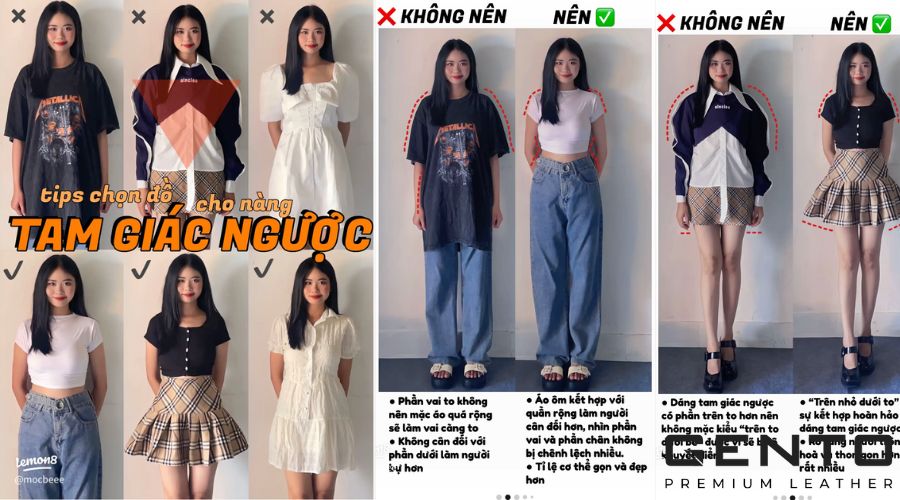 Nguyên tắc khi phối đồ cho dáng tam giác ngược Nguyên tắc khi phối đồ cho dáng tam giác ngược