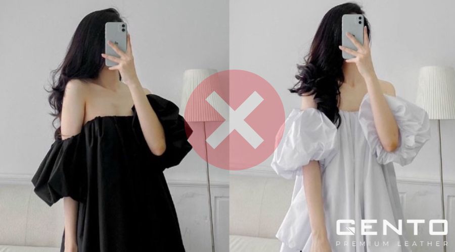 Áo trễ vai và tay bồng làm lộ khuyết điểm vai rộng Áo trễ vai và tay bồng làm lộ khuyết điểm vai rộng