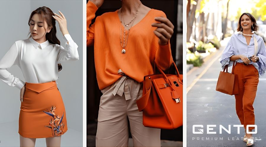 Phối đồ tone cam với các màu trung tính Phối đồ tone cam với các màu trung tính