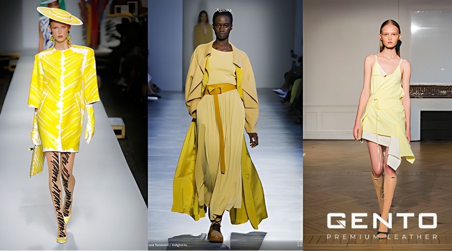 Trang phục gam vàng thời thượng trên sàn runway Trang phục gam vàng thời thượng trên sàn runway