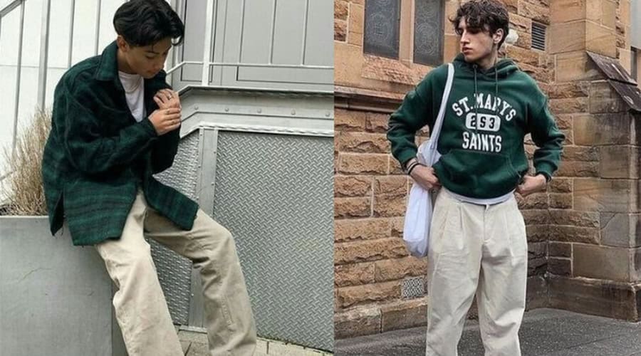 Màu be kết hợp với xanh lá 