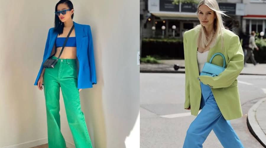 Màu xanh lá phối với màu xanh dương