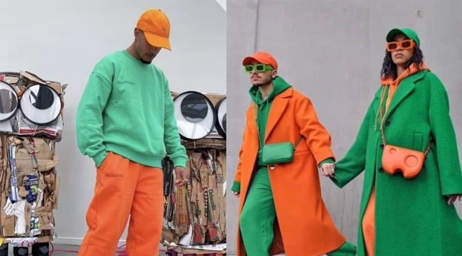 Màu cam kết hợp cùng xanh lá 