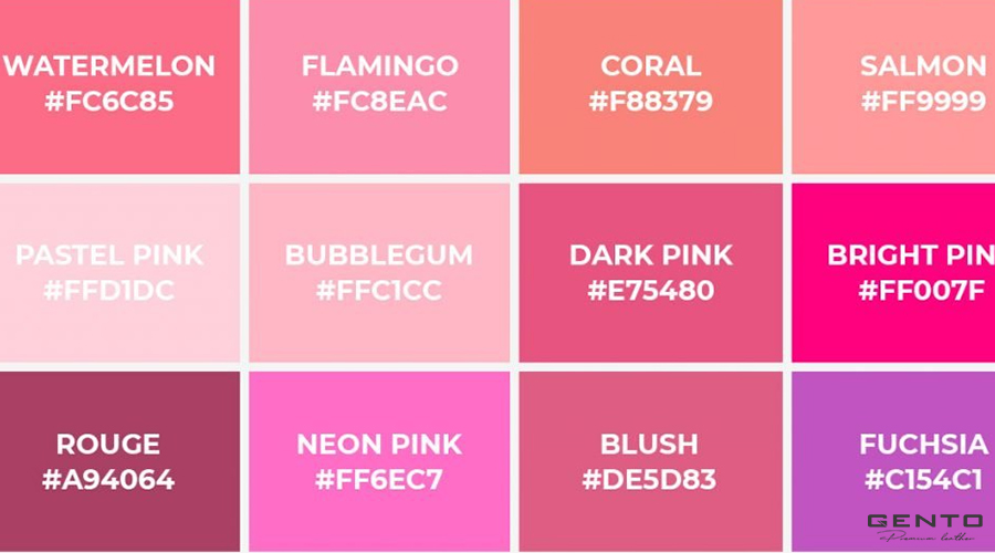 Các sắc thái màu hồng phổ biến và ý nghĩa Các sắc thái màu hồng phổ biến và ý nghĩa